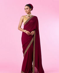Mohey Women Wine Eleganza Saree