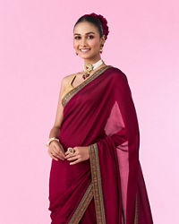 Mohey Women Wine Eleganza Saree