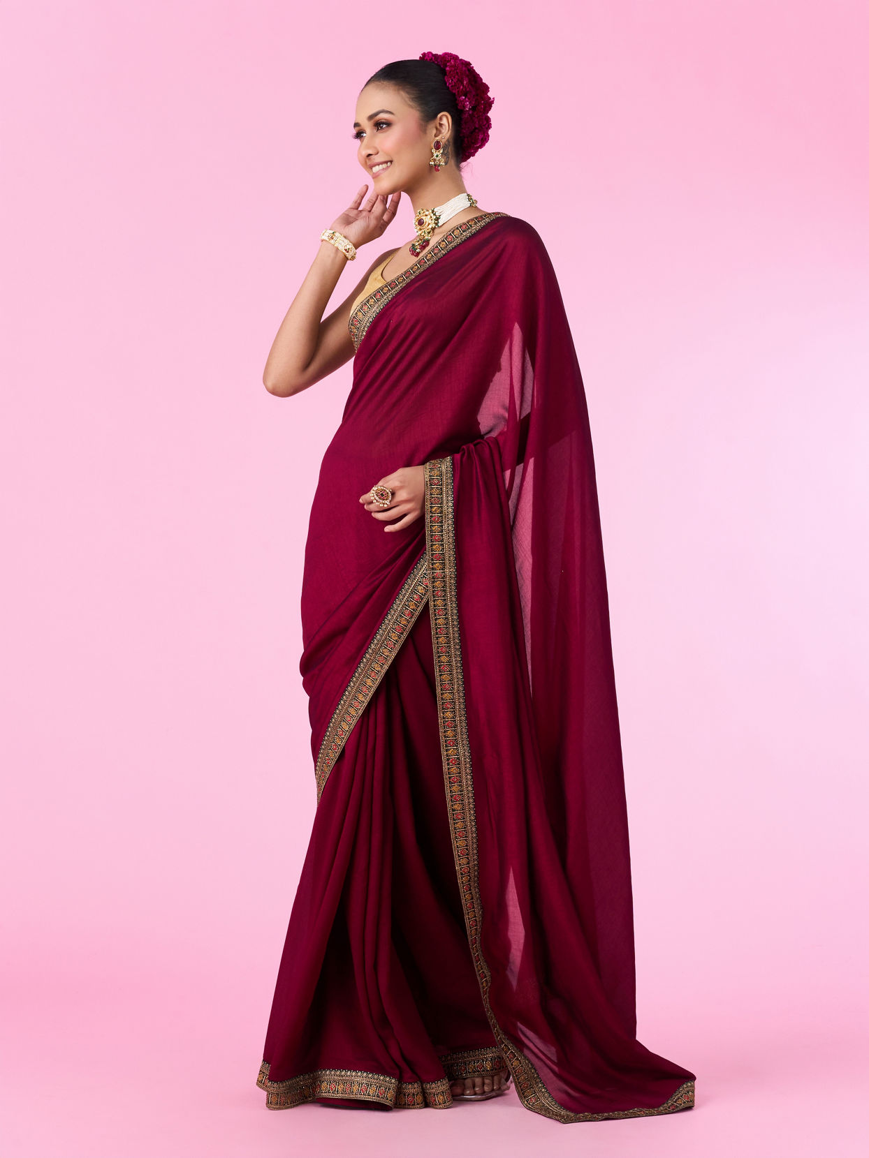 Mohey Women Wine Eleganza Saree