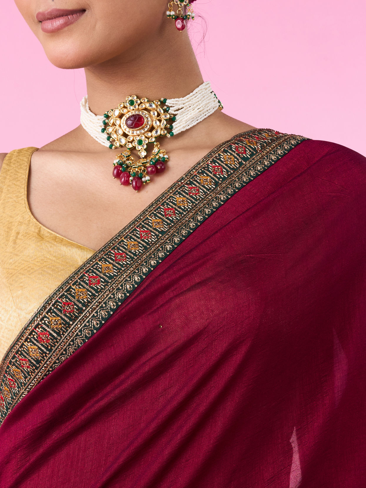 Mohey Women Wine Eleganza Saree