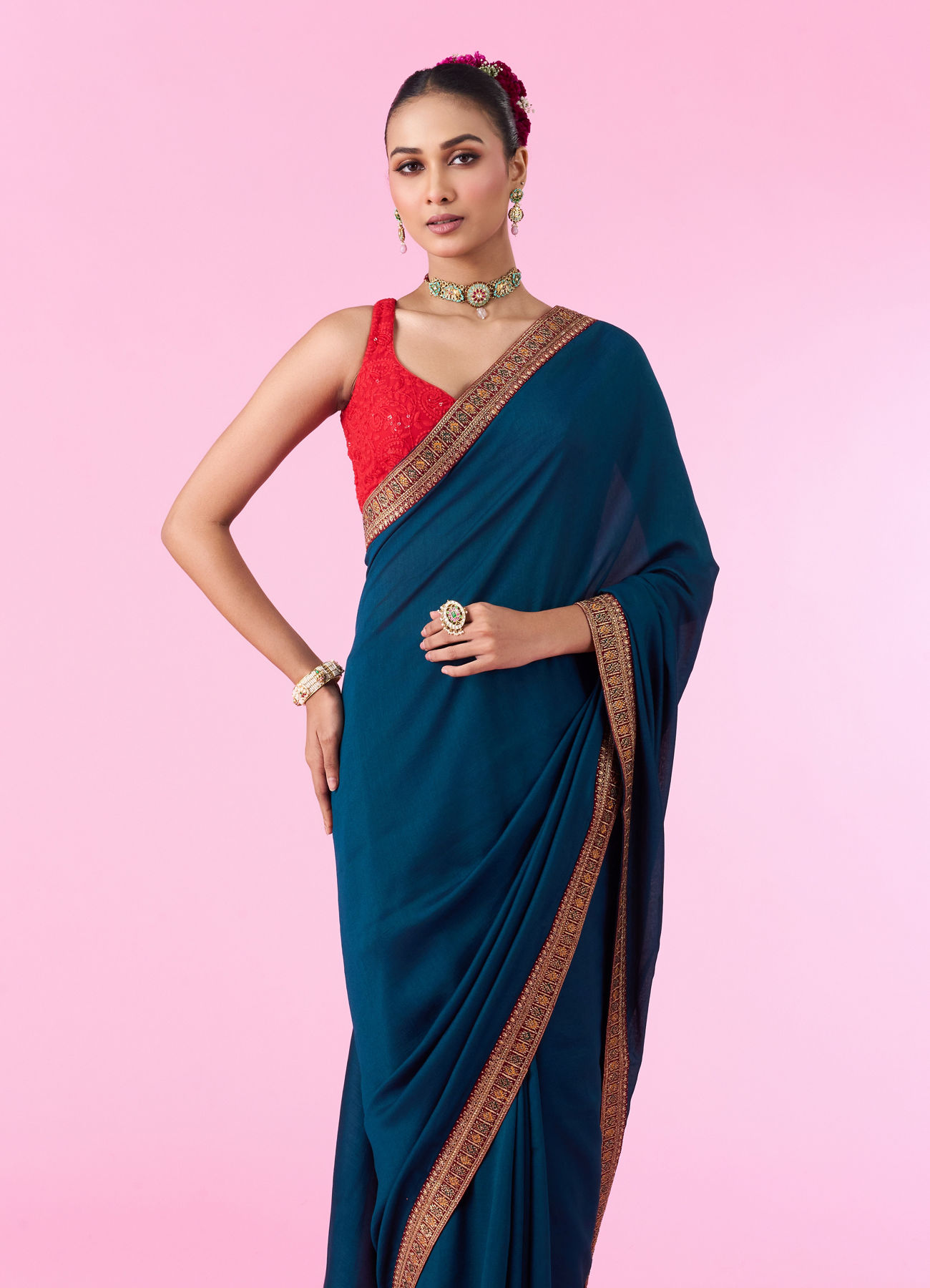 Mohey Women Blue Elegance Saree