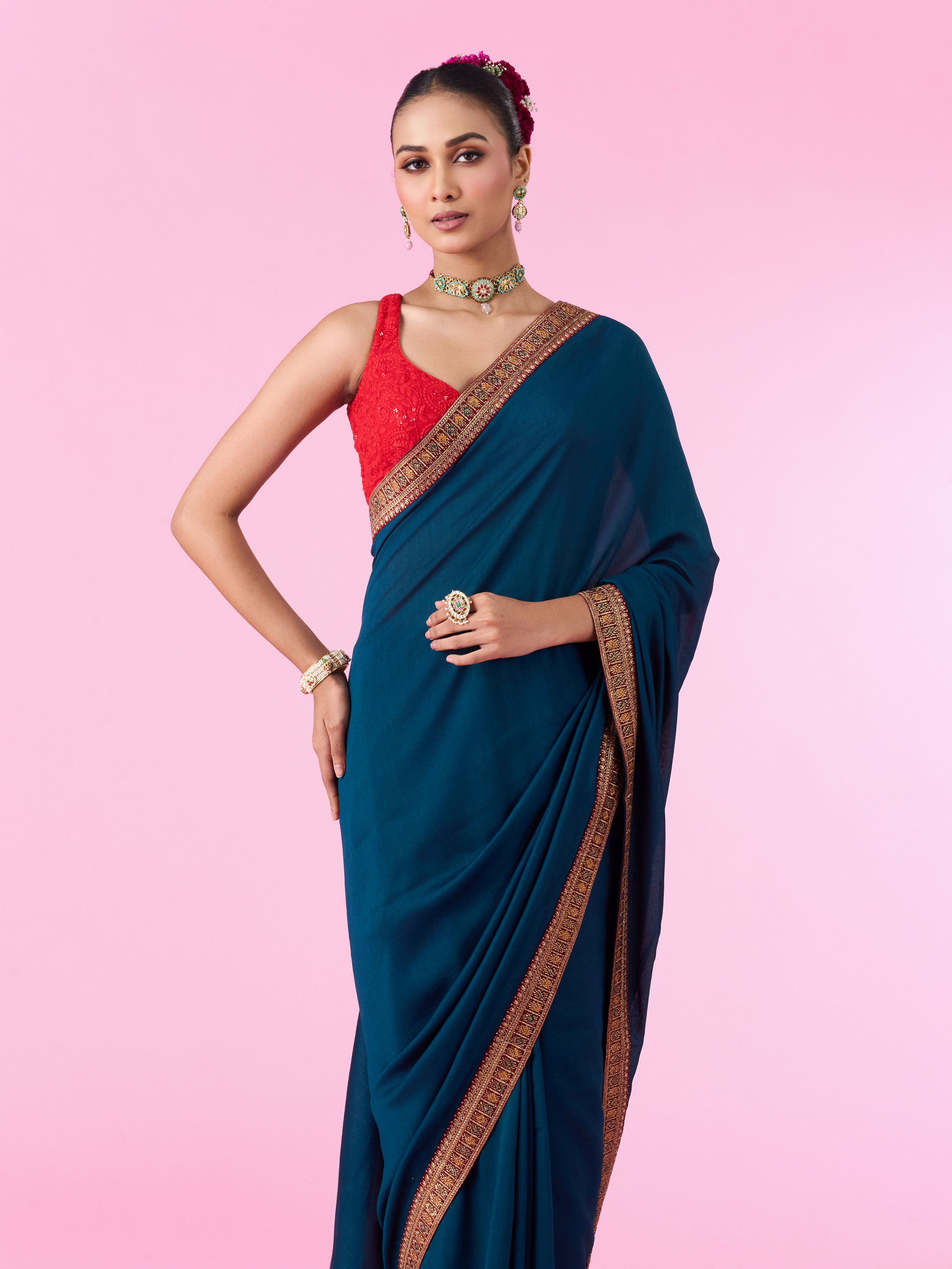 Mohey Women Blue Elegance Saree
