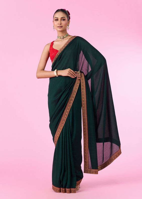 Mohey Women Emerald Elegance Saree