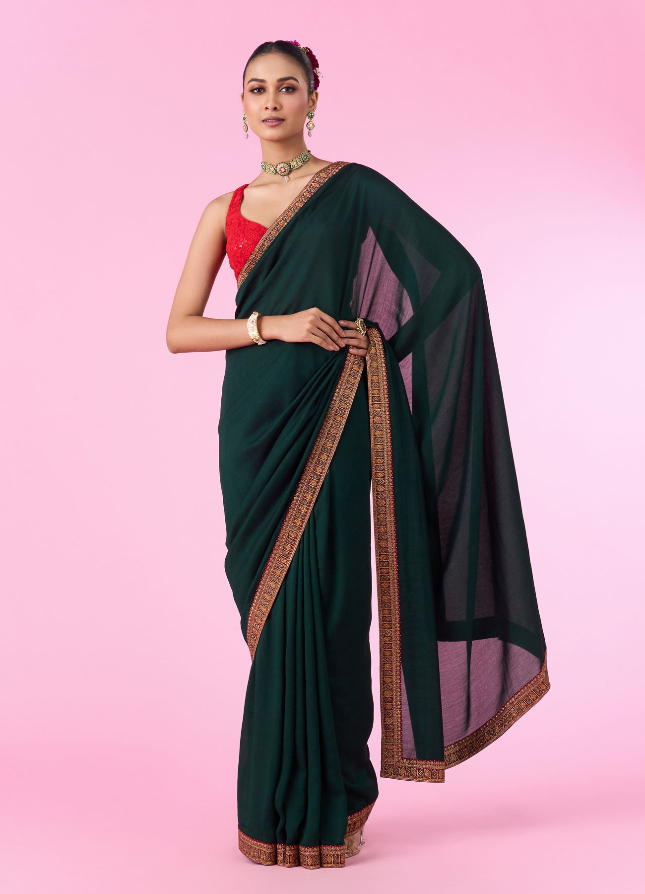 Mohey Women Emerald Elegance Saree
