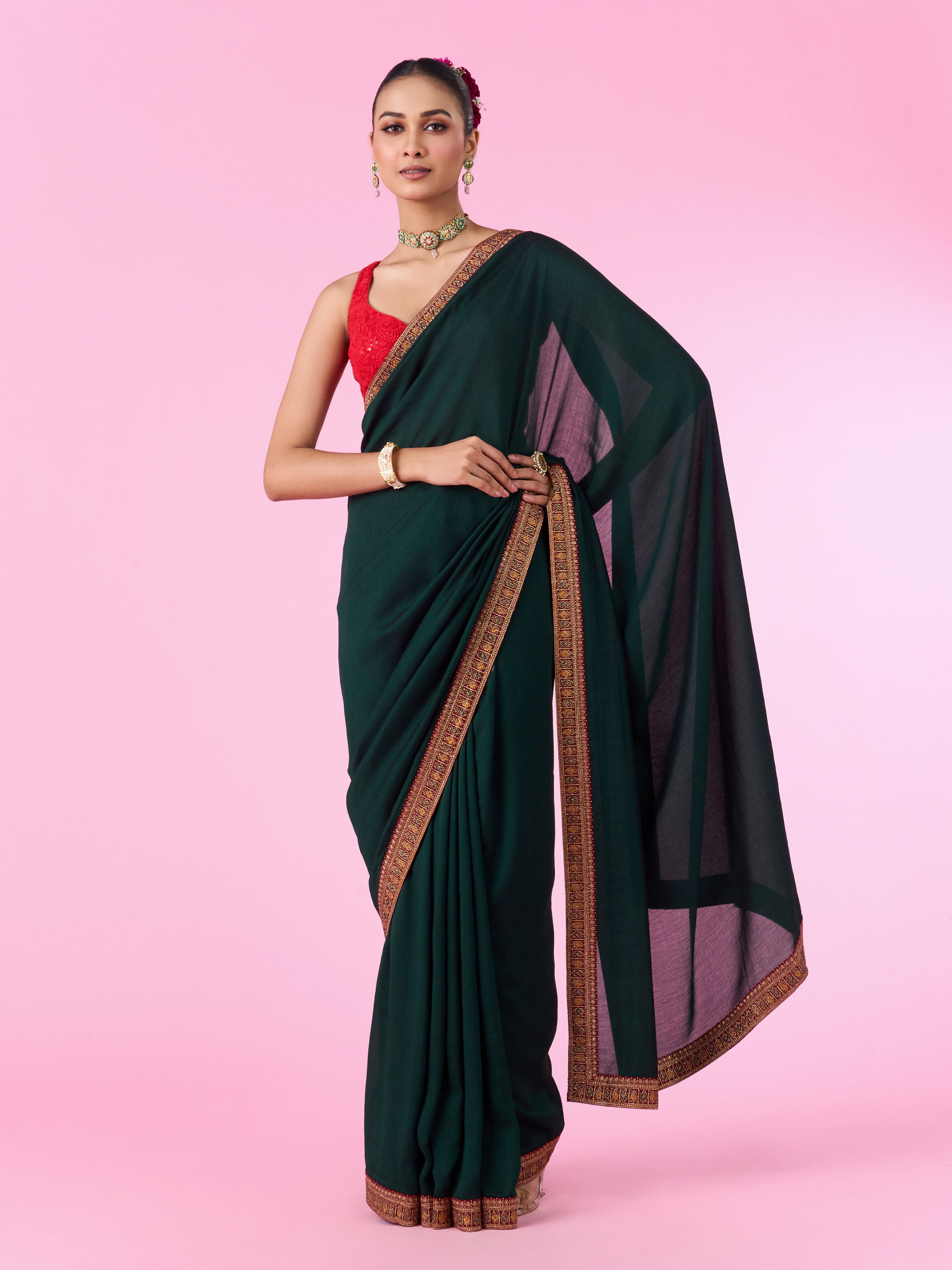 Mohey Women Emerald Elegance Saree