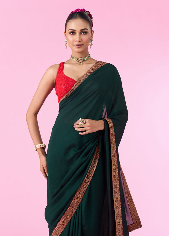 Mohey Women Emerald Elegance Saree