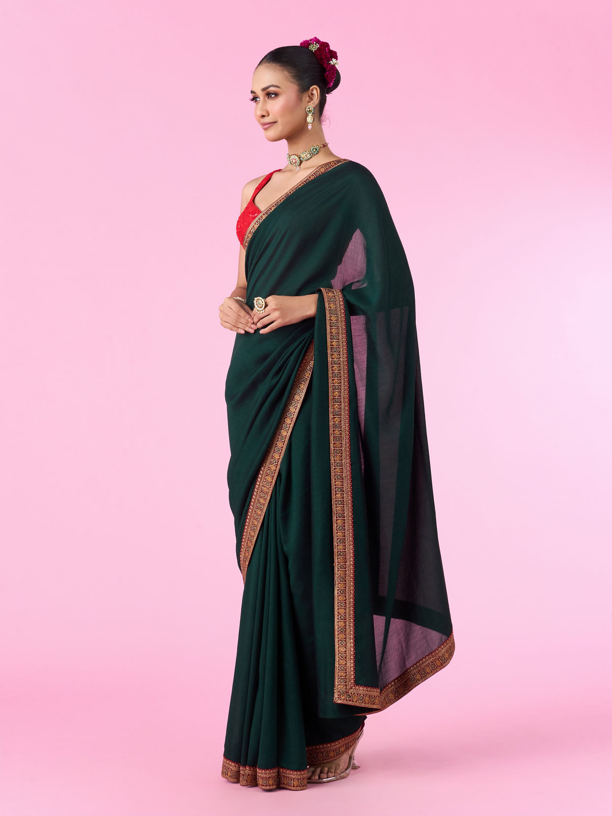 Mohey Women Emerald Elegance Saree