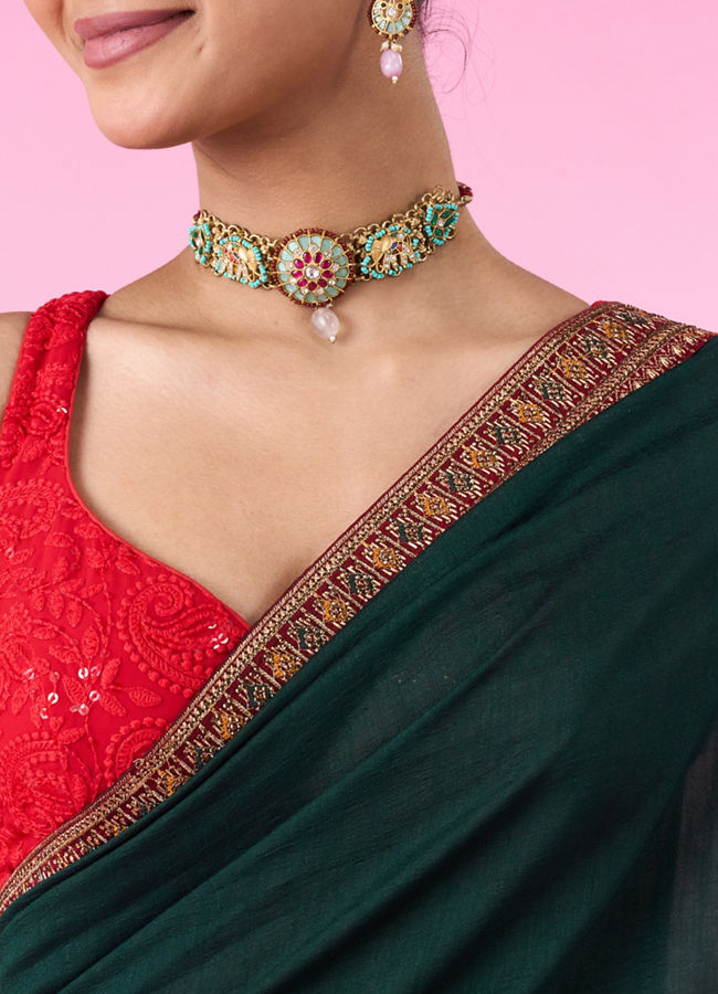 Mohey Women Emerald Elegance Saree