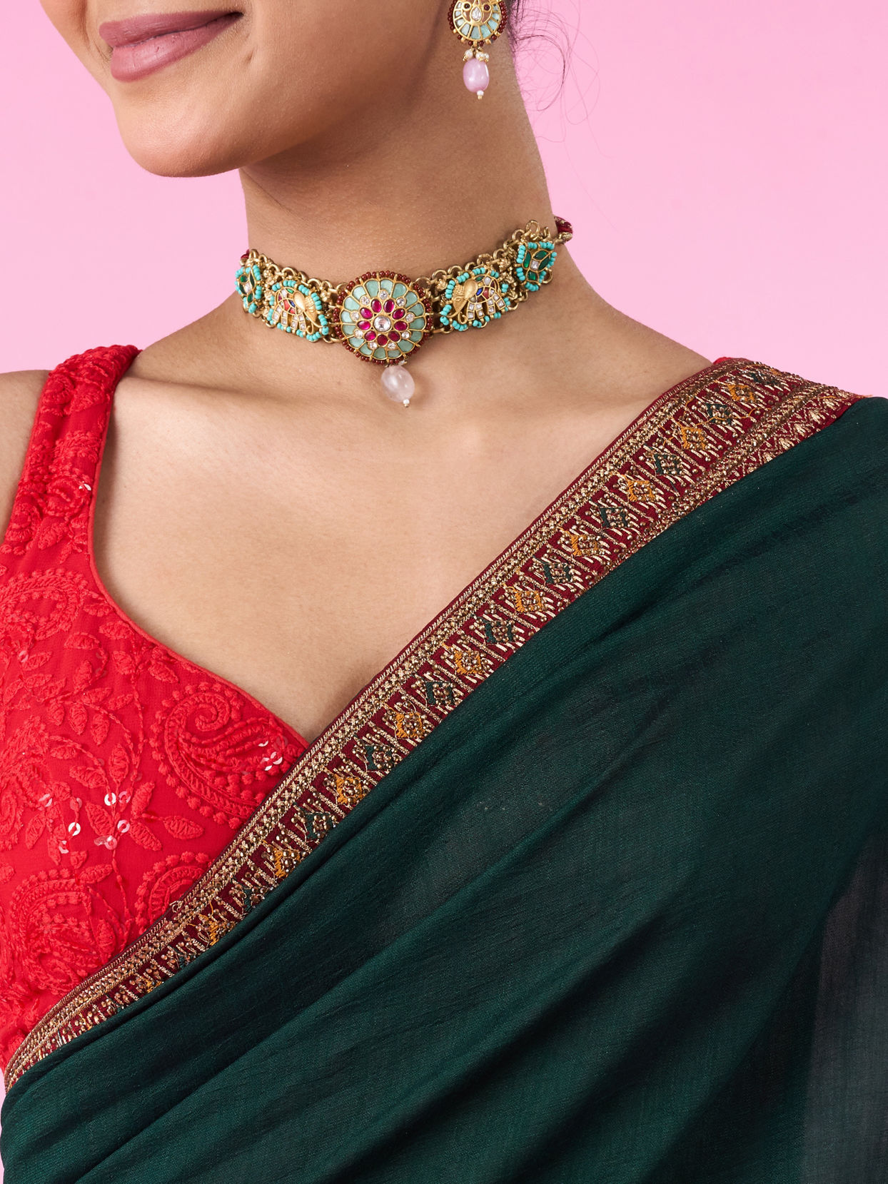 Mohey Women Emerald Elegance Saree