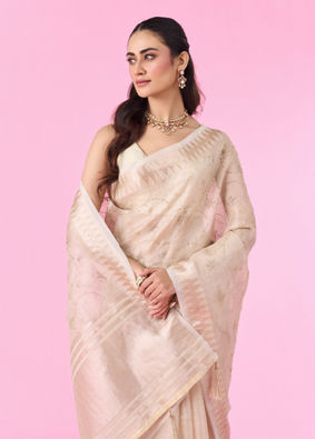 Mohey Women Elegant Cream Carnival Saree