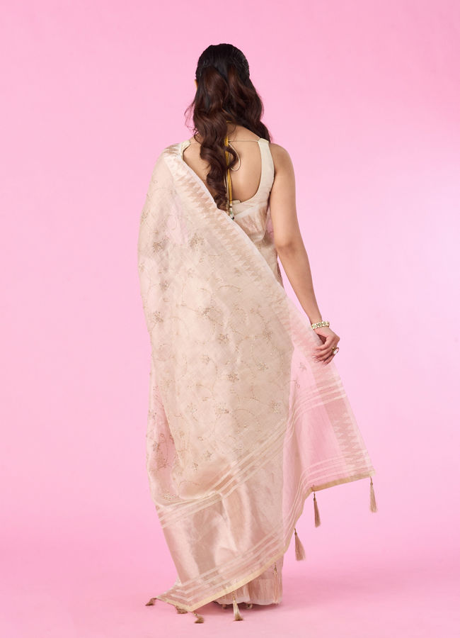 Mohey Women Elegant Cream Carnival Saree