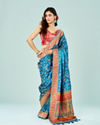 Mohey Women Teal Blue Banarasi Art Silk Saree