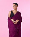 Mohey Women Wine Satin Elegance Saree