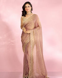 Mohey Women Purple Elegance Organza Saree