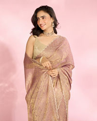 Mohey Women Purple Elegance Organza Saree