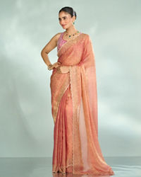 Mohey Women Pink Organza Extravagance Saree