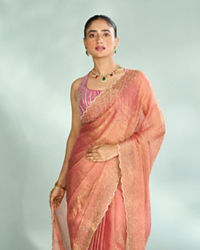 Mohey Women Pink Organza Extravagance Saree