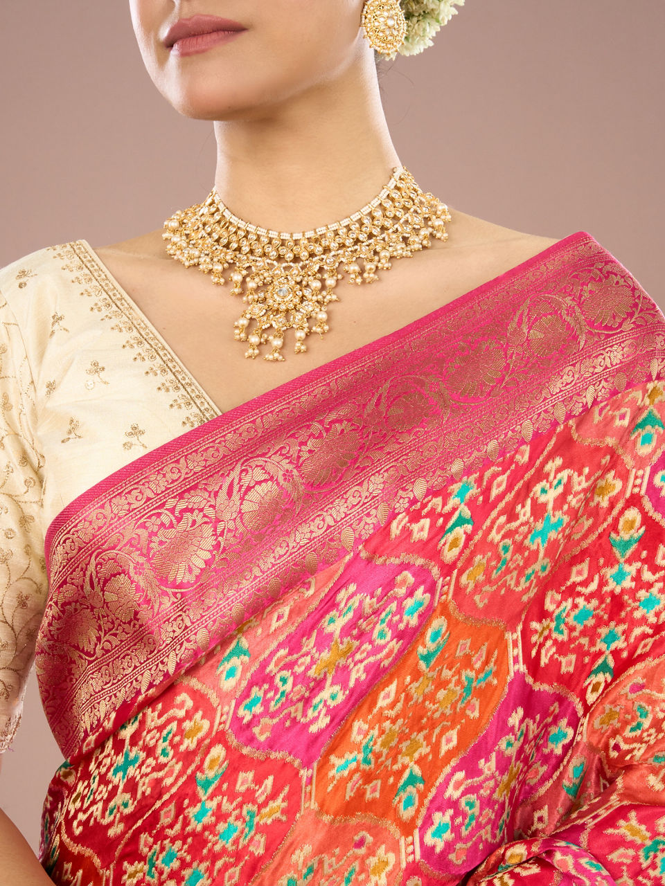 Mohey Women Pink Banarasi Art Silk Saree