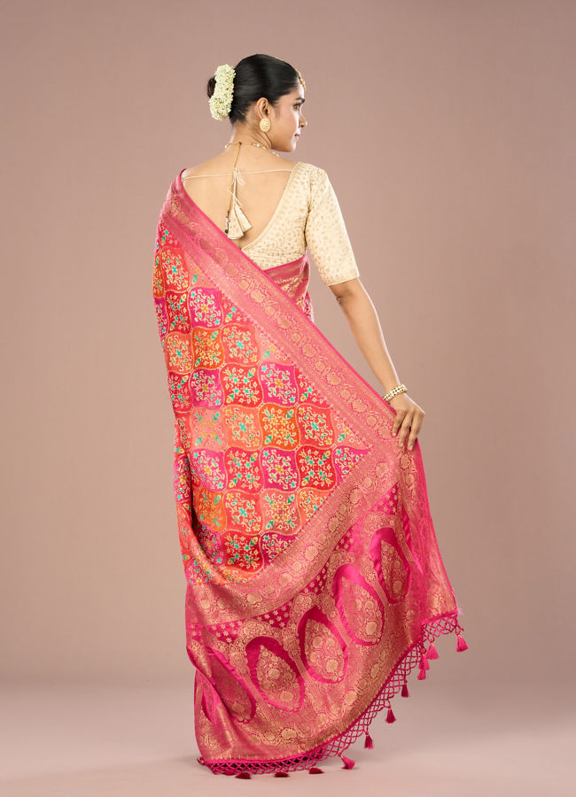 Mohey Women Pink Banarasi Art Silk Saree