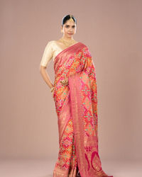 Mohey Women Pink Banarasi Art Silk Saree