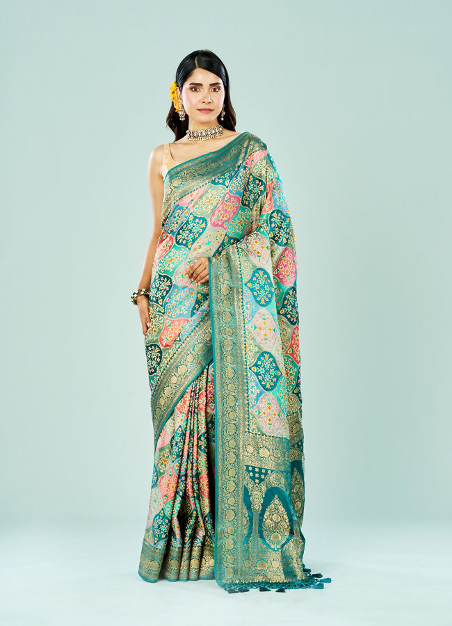 Mohey Women Rama Green Banarasi Art Silk Saree