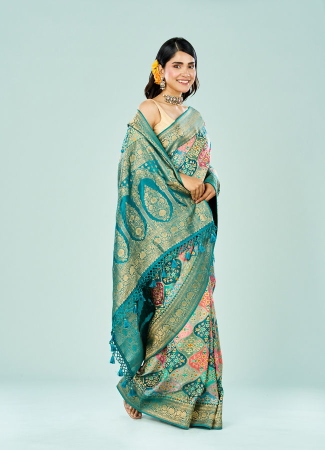 Mohey Women Rama Green Banarasi Art Silk Saree