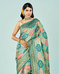 Mohey Women Rama Green Banarasi Art Silk Saree