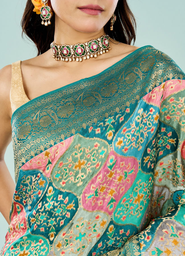 Mohey Women Rama Green Banarasi Art Silk Saree