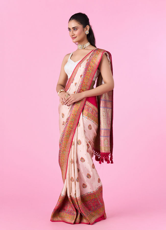 Mohey Women Radiant Cream Beauty Banarasi Saree