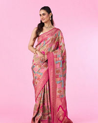 Mohey Women Rani Pink Festive Banarasi Saree