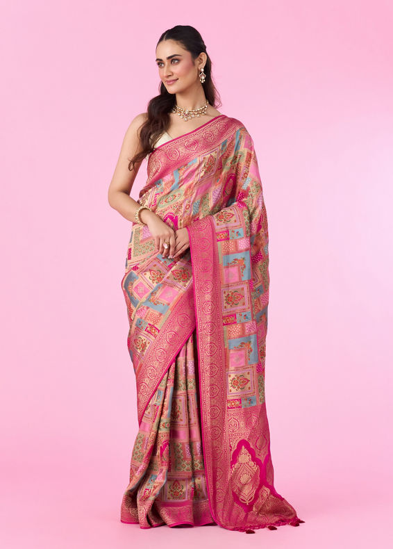 Mohey Women Rani Pink Festive Banarasi Saree