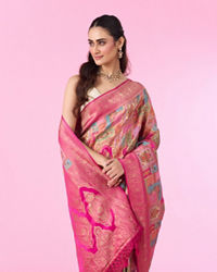 Mohey Women Rani Pink Festive Banarasi Saree