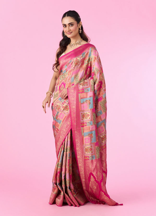 Mohey Women Rani Pink Festive Banarasi Saree