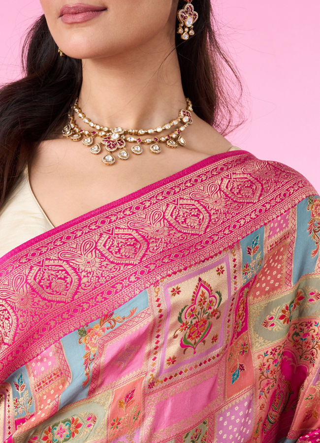 Mohey Women Rani Pink Festive Banarasi Saree