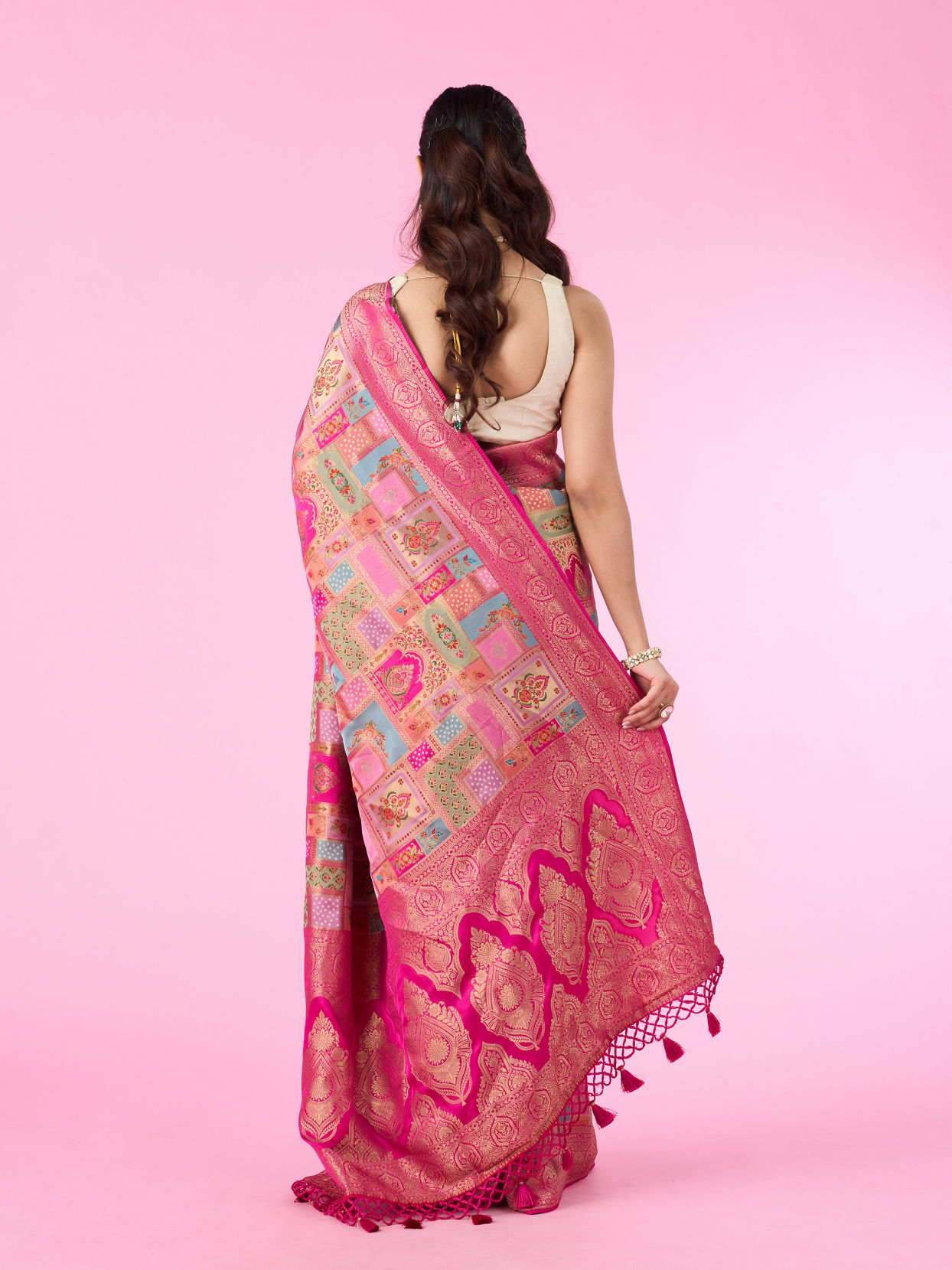 Mohey Women Rani Pink Festive Banarasi Saree