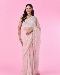 Mohey Women Pink Net Elegance Saree
