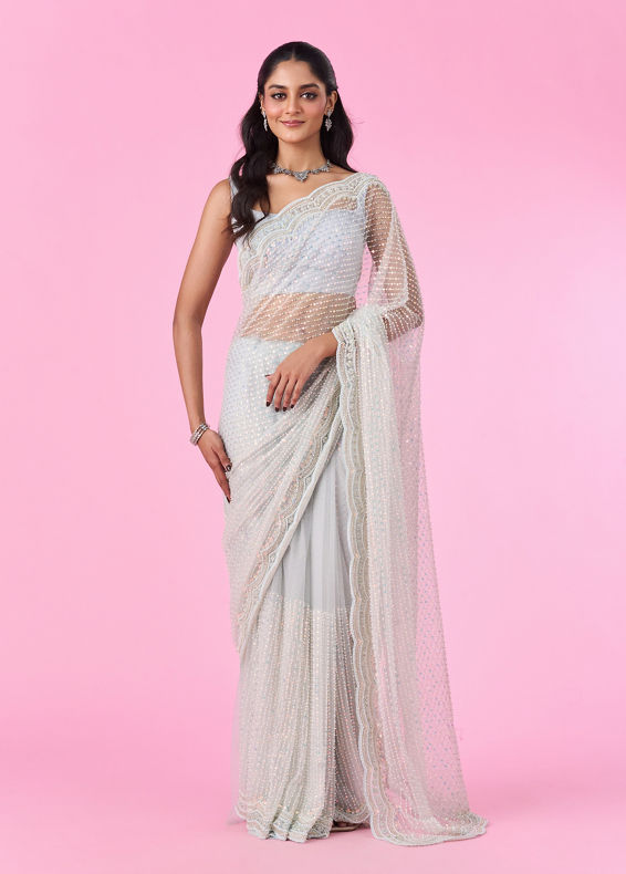 Mohey Women Luminous Light Blue Saree