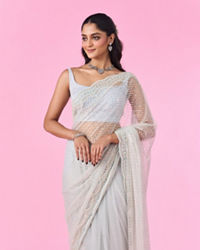 Mohey Women Luminous Light Blue Saree