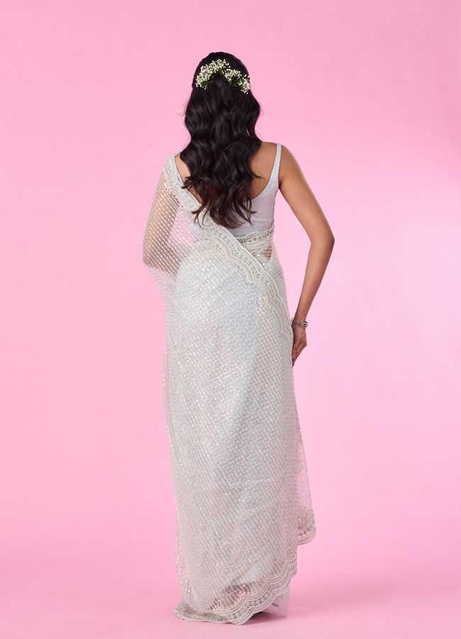 Mohey Women Luminous Light Blue Saree