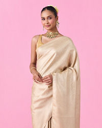 Mohey Women Elegant Cream Banarasi Saree Artistry