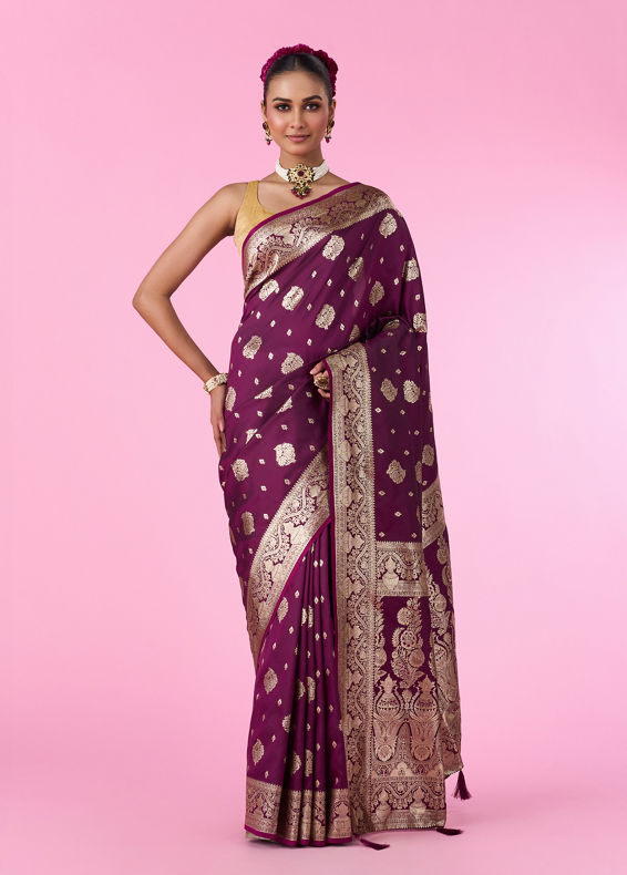 Mohey Women Splendour Wine Beauty Saree