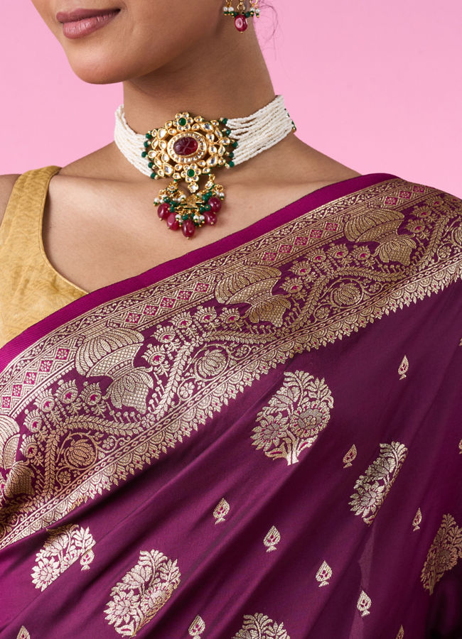 Mohey Women Splendour Wine Beauty Saree