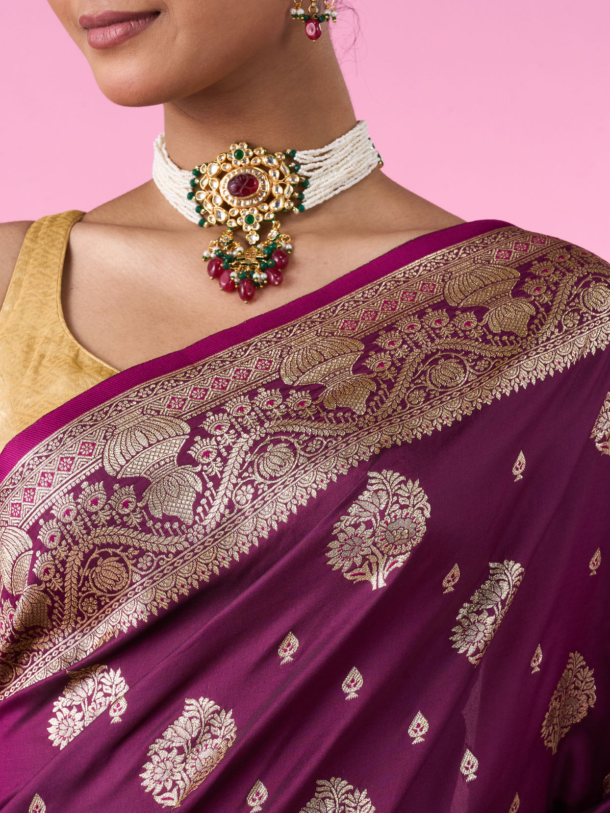 Mohey Women Splendour Wine Beauty Saree