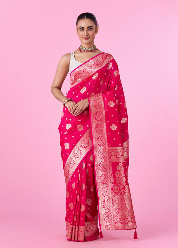 Mohey Women Ravishing Rani Pink Saree
