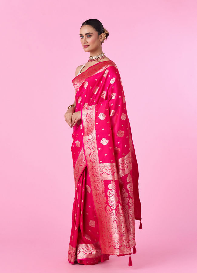 Mohey Women Ravishing Rani Pink Saree