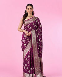 Mohey Women Wine Color Art Silk Gifting Saree