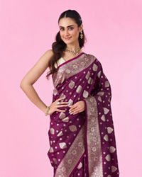 Mohey Women Wine Color Art Silk Gifting Saree