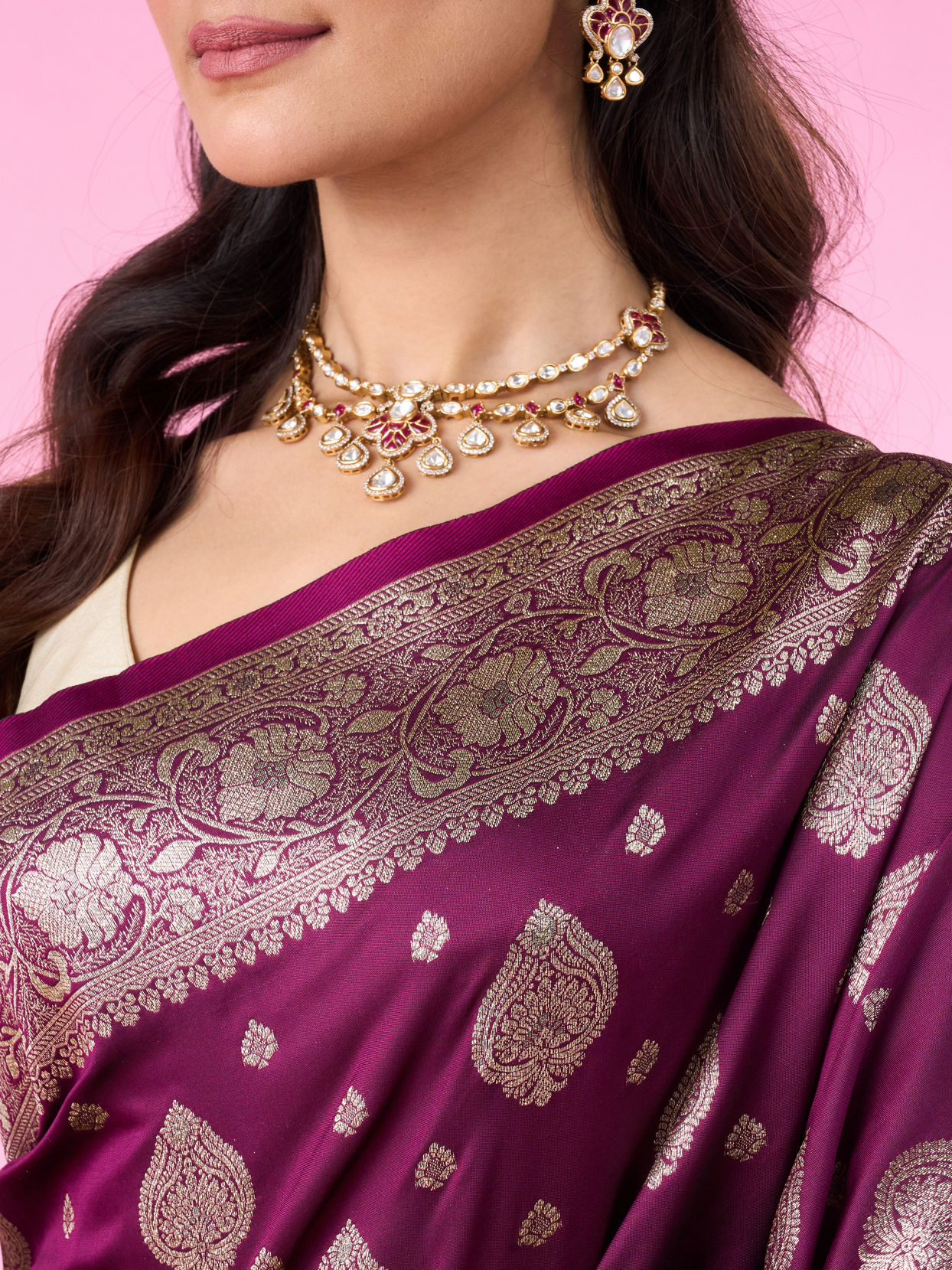 Mohey Women Wine Color Art Silk Gifting Saree