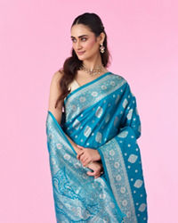 Mohey Women Radiant Blue Silk Saree