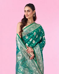 Mohey Women Radiant Rama Green Saree